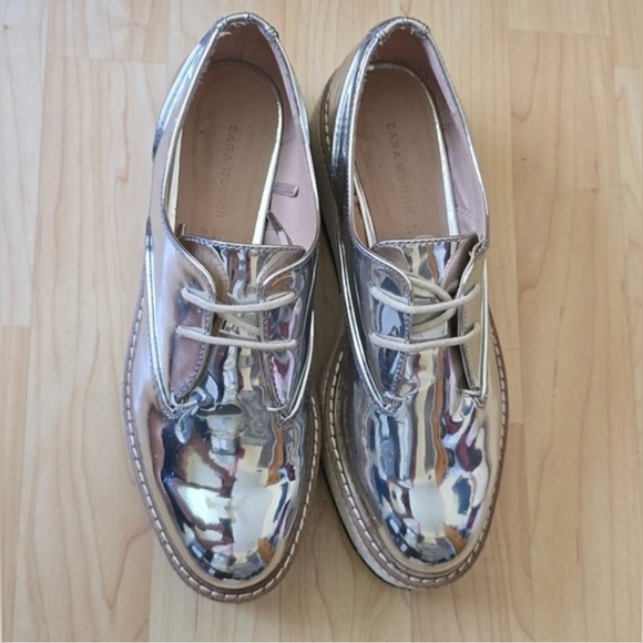 Zara women Silver Oxford Shoes size 38 - Picture 7 of 11